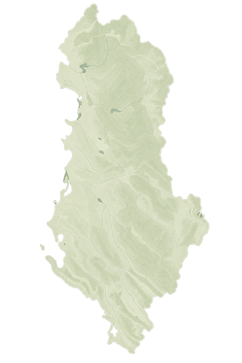 Topographic map of Albania