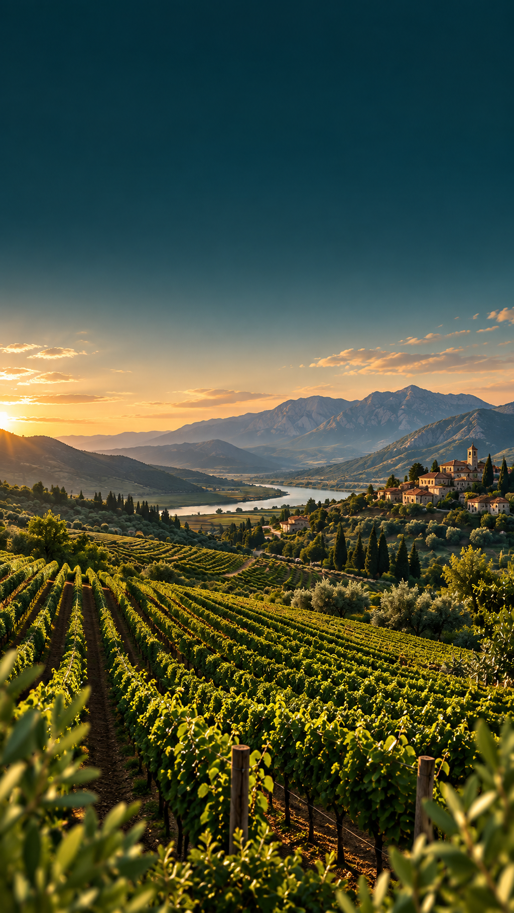 Albanian agricultural fields and mountain landscape