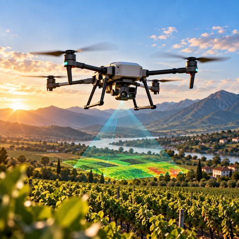 Drone scanning agricultural land