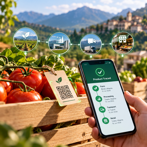 Mobile product traceability system following food from farm to retail